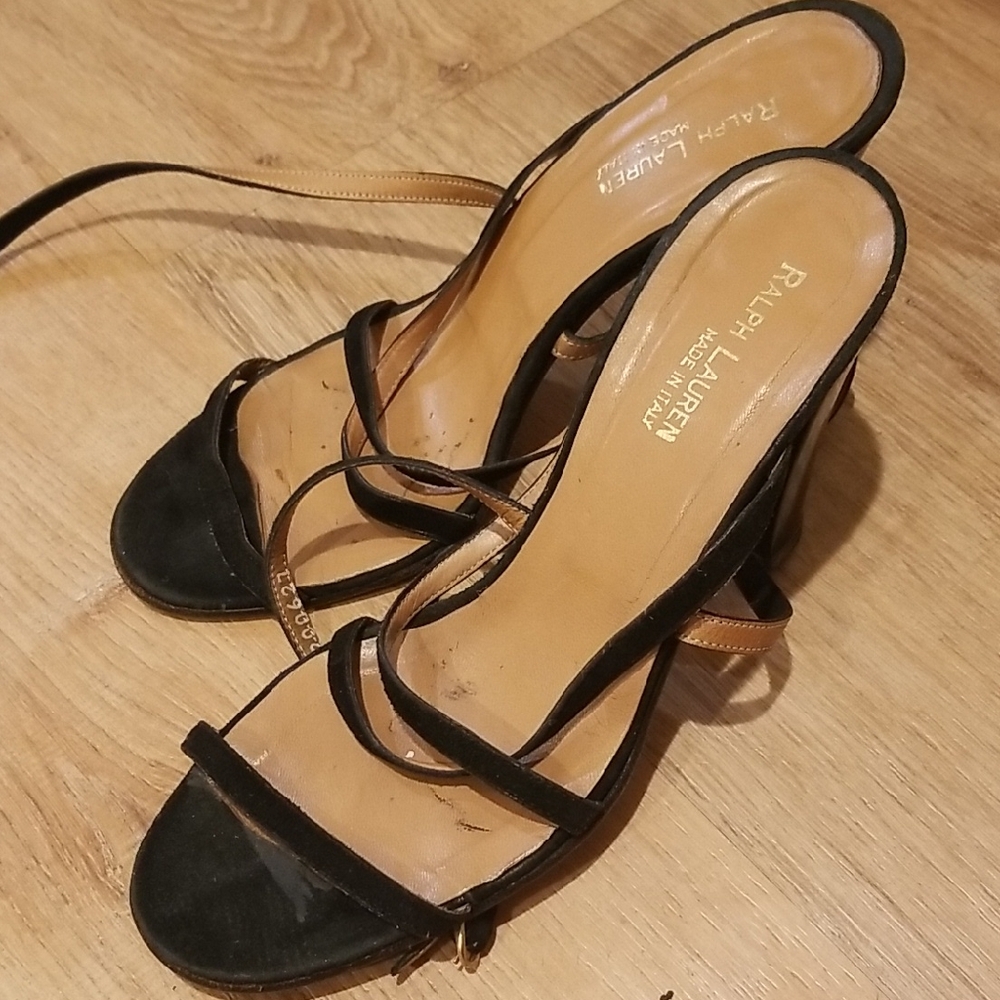 Ralph Lauren Black and Tan Women's Heels